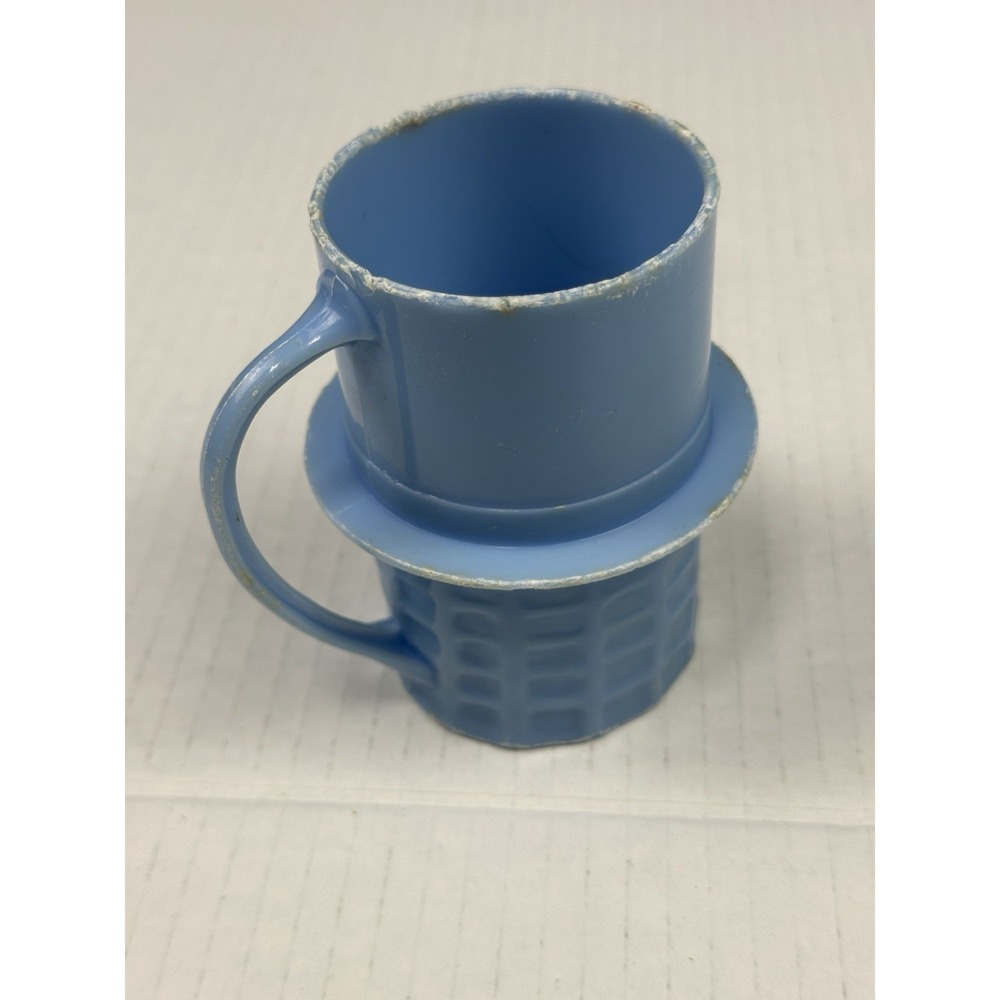 1960 Planters Mr.Peanuts Plastic Handled Drinking Cup Lt. Blue Vintage Read - Picture 3 of 5